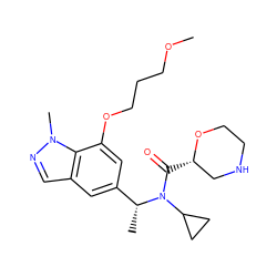 COCCCOc1cc([C@@H](C)N(C(=O)[C@H]2CNCCO2)C2CC2)cc2cnn(C)c12 ZINC000204310665