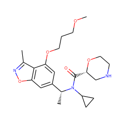 COCCCOc1cc([C@@H](C)N(C(=O)[C@H]2CNCCO2)C2CC2)cc2onc(C)c12 ZINC000204300149