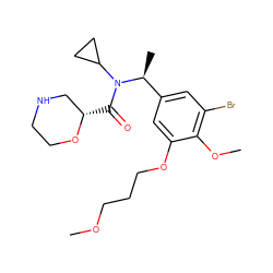 COCCCOc1cc([C@H](C)N(C(=O)[C@H]2CNCCO2)C2CC2)cc(Br)c1OC ZINC000203692604