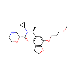 COCCCOc1cc([C@H](C)N(C(=O)[C@H]2CNCCO2)C2CC2)cc2c1OCC2 ZINC001772605312