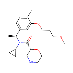 COCCCOc1cc([C@H](C)N(C(=O)[C@H]2CNCCO2)C2CC2)ccc1C ZINC000221692815