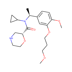 COCCCOc1cc([C@H](C)N(C(=O)[C@H]2CNCCO2)C2CC2)ccc1OC ZINC000221693143