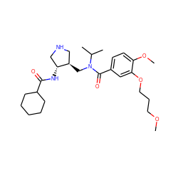 COCCCOc1cc(C(=O)N(C[C@@H]2CNC[C@H]2NC(=O)C2CCCCC2)C(C)C)ccc1OC ZINC000145111044