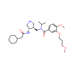 COCCCOc1cc(C(=O)N(C[C@@H]2CNC[C@H]2NC(=O)CC2CCCCC2)C(C)C)ccc1OC ZINC000144755068