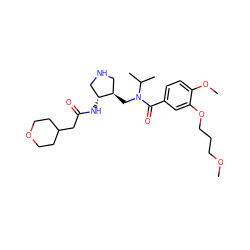 COCCCOc1cc(C(=O)N(C[C@@H]2CNC[C@H]2NC(=O)CC2CCOCC2)C(C)C)ccc1OC ZINC000144565738