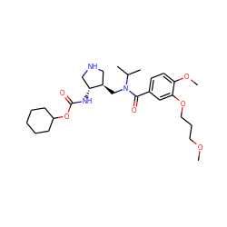 COCCCOc1cc(C(=O)N(C[C@@H]2CNC[C@H]2NC(=O)OC2CCCCC2)C(C)C)ccc1OC ZINC000200714862