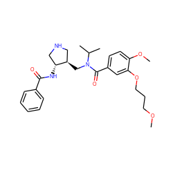 COCCCOc1cc(C(=O)N(C[C@@H]2CNC[C@H]2NC(=O)c2ccccc2)C(C)C)ccc1OC ZINC000208712299