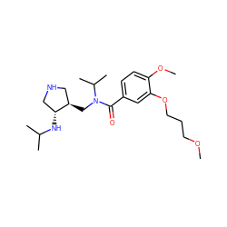 COCCCOc1cc(C(=O)N(C[C@@H]2CNC[C@H]2NC(C)C)C(C)C)ccc1OC ZINC000144754436