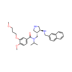COCCCOc1cc(C(=O)N(C[C@@H]2CNC[C@H]2NCc2ccc3ccccc3c2)C(C)C)ccc1OC ZINC000145013597