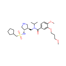 COCCCOc1cc(C(=O)N(C[C@@H]2CNC[C@H]2NS(=O)(=O)CC2CCCC2)C(C)C)ccc1OC ZINC000143827836