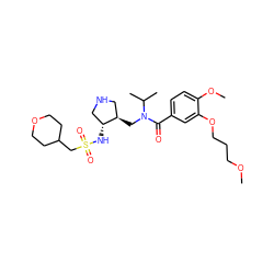 COCCCOc1cc(C(=O)N(C[C@@H]2CNC[C@H]2NS(=O)(=O)CC2CCOCC2)C(C)C)ccc1OC ZINC000144459680