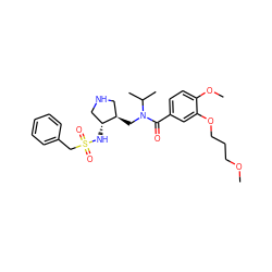 COCCCOc1cc(C(=O)N(C[C@@H]2CNC[C@H]2NS(=O)(=O)Cc2ccccc2)C(C)C)ccc1OC ZINC000143600531