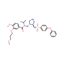COCCCOc1cc(C(=O)N(C[C@@H]2CNC[C@H]2NS(=O)(=O)c2ccc(Oc3ccccc3)cc2)C(C)C)ccc1OC ZINC000144958377