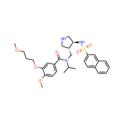 COCCCOc1cc(C(=O)N(C[C@@H]2CNC[C@H]2NS(=O)(=O)c2ccc3ccccc3c2)C(C)C)ccc1OC ZINC000166592823
