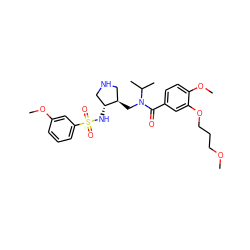 COCCCOc1cc(C(=O)N(C[C@@H]2CNC[C@H]2NS(=O)(=O)c2cccc(OC)c2)C(C)C)ccc1OC ZINC000166263250