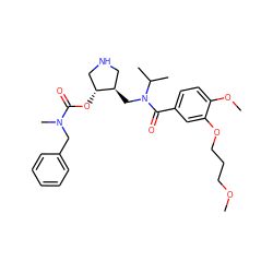 COCCCOc1cc(C(=O)N(C[C@@H]2CNC[C@H]2OC(=O)N(C)Cc2ccccc2)C(C)C)ccc1OC ZINC000168248831