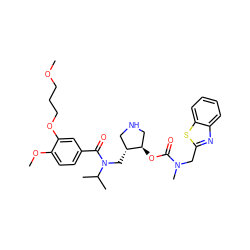COCCCOc1cc(C(=O)N(C[C@@H]2CNC[C@H]2OC(=O)N(C)Cc2nc3ccccc3s2)C(C)C)ccc1OC ZINC000299865129