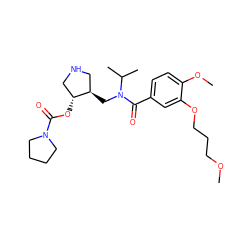 COCCCOc1cc(C(=O)N(C[C@@H]2CNC[C@H]2OC(=O)N2CCCC2)C(C)C)ccc1OC ZINC000168124531