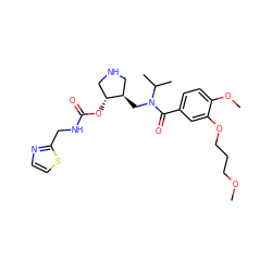 COCCCOc1cc(C(=O)N(C[C@@H]2CNC[C@H]2OC(=O)NCc2nccs2)C(C)C)ccc1OC ZINC000168120104