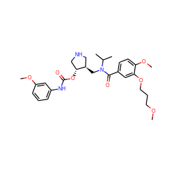 COCCCOc1cc(C(=O)N(C[C@@H]2CNC[C@H]2OC(=O)Nc2cccc(OC)c2)C(C)C)ccc1OC ZINC000200711334