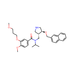 COCCCOc1cc(C(=O)N(C[C@@H]2CNC[C@H]2OCc2ccc3ccccc3c2)C(C)C)ccc1OC ZINC000144874891