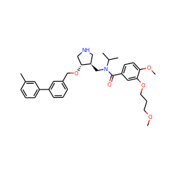COCCCOc1cc(C(=O)N(C[C@@H]2CNC[C@H]2OCc2cccc(-c3cccc(C)c3)c2)C(C)C)ccc1OC ZINC000150137879