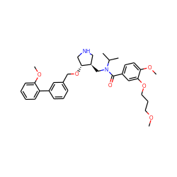 COCCCOc1cc(C(=O)N(C[C@@H]2CNC[C@H]2OCc2cccc(-c3ccccc3OC)c2)C(C)C)ccc1OC ZINC000143237266