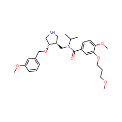 COCCCOc1cc(C(=O)N(C[C@@H]2CNC[C@H]2OCc2cccc(OC)c2)C(C)C)ccc1OC ZINC000144346976