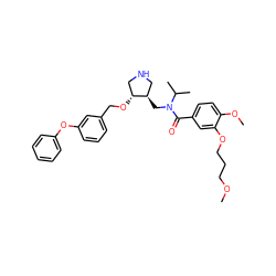 COCCCOc1cc(C(=O)N(C[C@@H]2CNC[C@H]2OCc2cccc(Oc3ccccc3)c2)C(C)C)ccc1OC ZINC000143273577