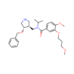 COCCCOc1cc(C(=O)N(C[C@@H]2CNC[C@H]2OCc2ccccc2)C(C)C)ccc1OC ZINC000137621956