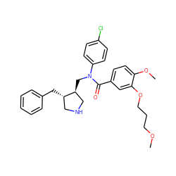COCCCOc1cc(C(=O)N(C[C@H]2CNC[C@@H]2Cc2ccccc2)c2ccc(Cl)cc2)ccc1OC ZINC000038276156