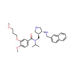 COCCCOc1cc(C(=O)N(C[C@H]2CNC[C@@H]2NCc2ccc3ccccc3c2)C(C)C)ccc1OC ZINC000144629237