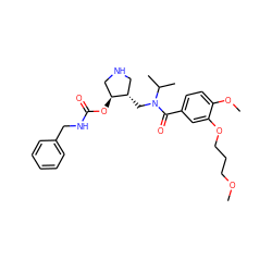 COCCCOc1cc(C(=O)N(C[C@H]2CNC[C@@H]2OC(=O)NCc2ccccc2)C(C)C)ccc1OC ZINC000168247559