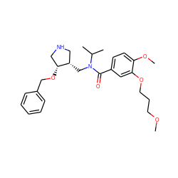 COCCCOc1cc(C(=O)N(C[C@H]2CNC[C@H]2OCc2ccccc2)C(C)C)ccc1OC ZINC000143208944