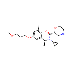 COCCCOc1cc(C)cc([C@H](C)N(C(=O)[C@H]2CNCCO2)C2CC2)c1 ZINC000221693412