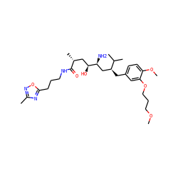 COCCCOc1cc(C[C@@H](C[C@H](N)[C@@H](O)C[C@@H](C)C(=O)NCCCc2nc(C)no2)C(C)C)ccc1OC ZINC000014967654