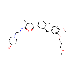 COCCCOc1cc(C[C@@H](C[C@H](N)[C@@H](O)C[C@@H](C)C(=O)NCCN2CCC(O)CC2)C(C)C)ccc1OC ZINC000014967574