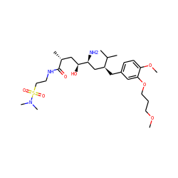 COCCCOc1cc(C[C@@H](C[C@H](N)[C@@H](O)C[C@@H](C)C(=O)NCCS(=O)(=O)N(C)C)C(C)C)ccc1OC ZINC000014967639