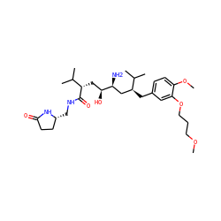 COCCCOc1cc(C[C@@H](C[C@H](N)[C@@H](O)C[C@H](C(=O)NC[C@@H]2CCC(=O)N2)C(C)C)C(C)C)ccc1OC ZINC000014967713
