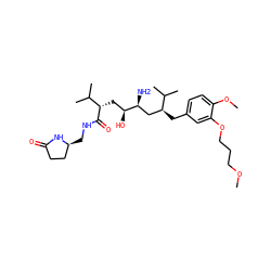 COCCCOc1cc(C[C@@H](C[C@H](N)[C@@H](O)C[C@H](C(=O)NC[C@H]2CCC(=O)N2)C(C)C)C(C)C)ccc1OC ZINC000014967717