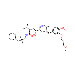 COCCCOc1cc(C[C@@H](C[C@H](N)[C@@H](O)C[C@H](C(=O)NCC(C)(C)CC2CCCCC2)C(C)C)C(C)C)ccc1OC ZINC000473146902