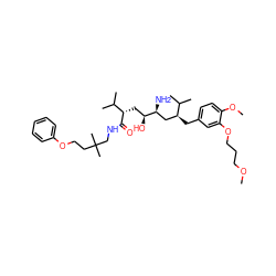 COCCCOc1cc(C[C@@H](C[C@H](N)[C@@H](O)C[C@H](C(=O)NCC(C)(C)CCOc2ccccc2)C(C)C)C(C)C)ccc1OC ZINC000473151230