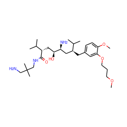 COCCCOc1cc(C[C@@H](C[C@H](N)[C@@H](O)C[C@H](C(=O)NCC(C)(C)CN)C(C)C)C(C)C)ccc1OC ZINC000072175710