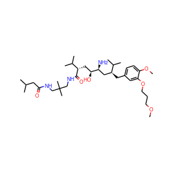 COCCCOc1cc(C[C@@H](C[C@H](N)[C@@H](O)C[C@H](C(=O)NCC(C)(C)CNC(=O)CC(C)C)C(C)C)C(C)C)ccc1OC ZINC000072178171