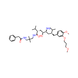 COCCCOc1cc(C[C@@H](C[C@H](N)[C@@H](O)C[C@H](C(=O)NCC(C)(C)CNC(=O)Cc2ccccc2)C(C)C)C(C)C)ccc1OC ZINC000072178319