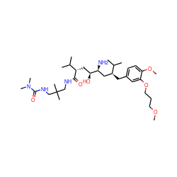 COCCCOc1cc(C[C@@H](C[C@H](N)[C@@H](O)C[C@H](C(=O)NCC(C)(C)CNC(=O)N(C)C)C(C)C)C(C)C)ccc1OC ZINC000072176911