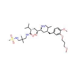 COCCCOc1cc(C[C@@H](C[C@H](N)[C@@H](O)C[C@H](C(=O)NCC(C)(C)CNS(C)(=O)=O)C(C)C)C(C)C)ccc1OC ZINC000072176618