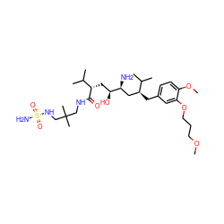 COCCCOc1cc(C[C@@H](C[C@H](N)[C@@H](O)C[C@H](C(=O)NCC(C)(C)CNS(N)(=O)=O)C(C)C)C(C)C)ccc1OC ZINC000072175709