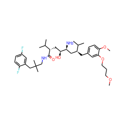 COCCCOc1cc(C[C@@H](C[C@H](N)[C@@H](O)C[C@H](C(=O)NCC(C)(C)Cc2cc(F)ccc2F)C(C)C)C(C)C)ccc1OC ZINC000473145872