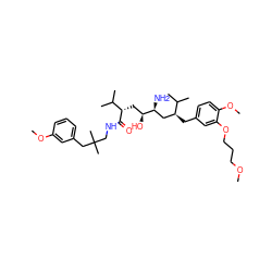 COCCCOc1cc(C[C@@H](C[C@H](N)[C@@H](O)C[C@H](C(=O)NCC(C)(C)Cc2cccc(OC)c2)C(C)C)C(C)C)ccc1OC ZINC000473144200
